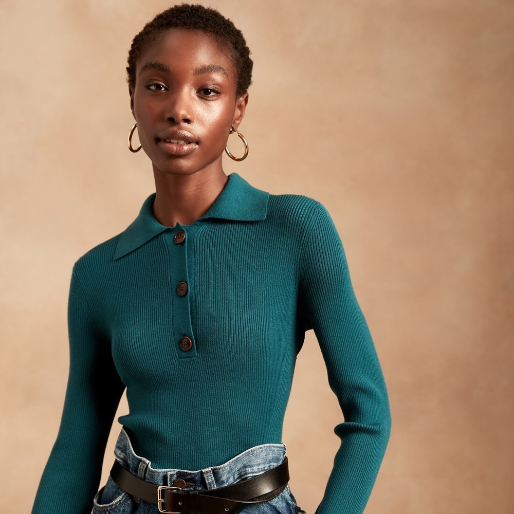 Ribbed Sweater Polo